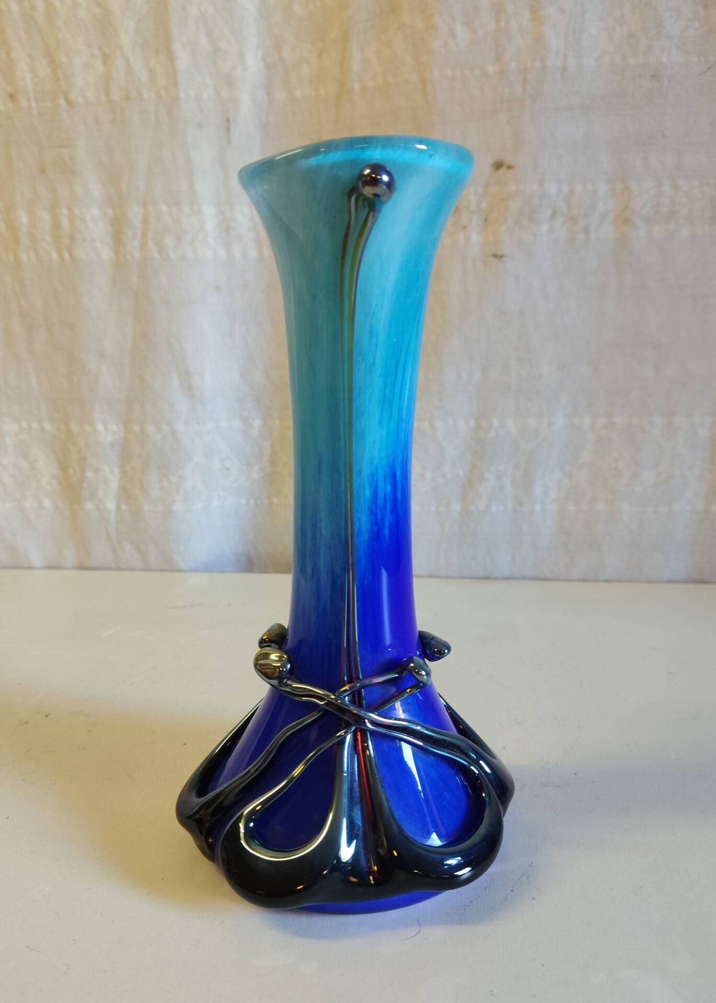 Art Nouveau vase in Biot glass by J.M. OPERTO - mid 20th century
