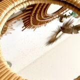 Mirror rattan vintage 36x36cm