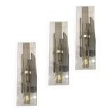 Glass Wall Sconces Set of 3 by Arte, Italy, 1970s