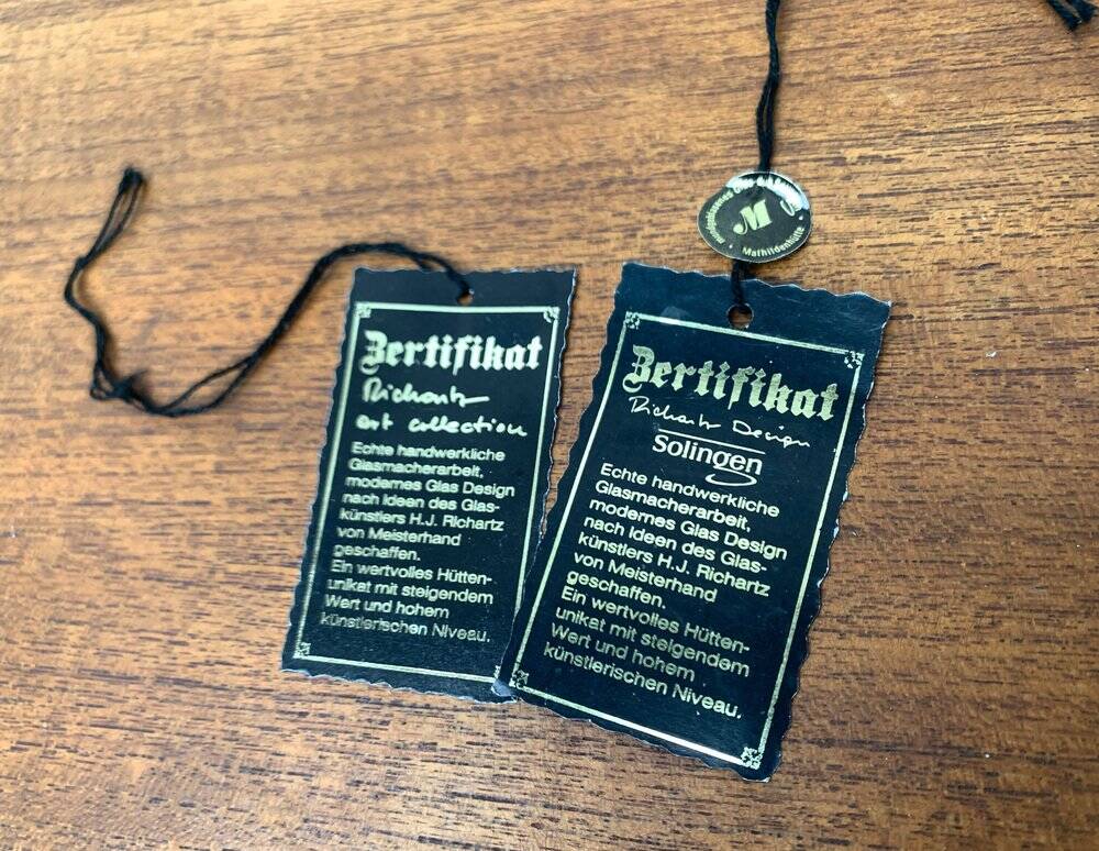 German Vintage Art Collection Richartz Plate and Bowl in Glass by Hans Jürgen Richartz for Mathildenhütte, Solingen, Set of 2