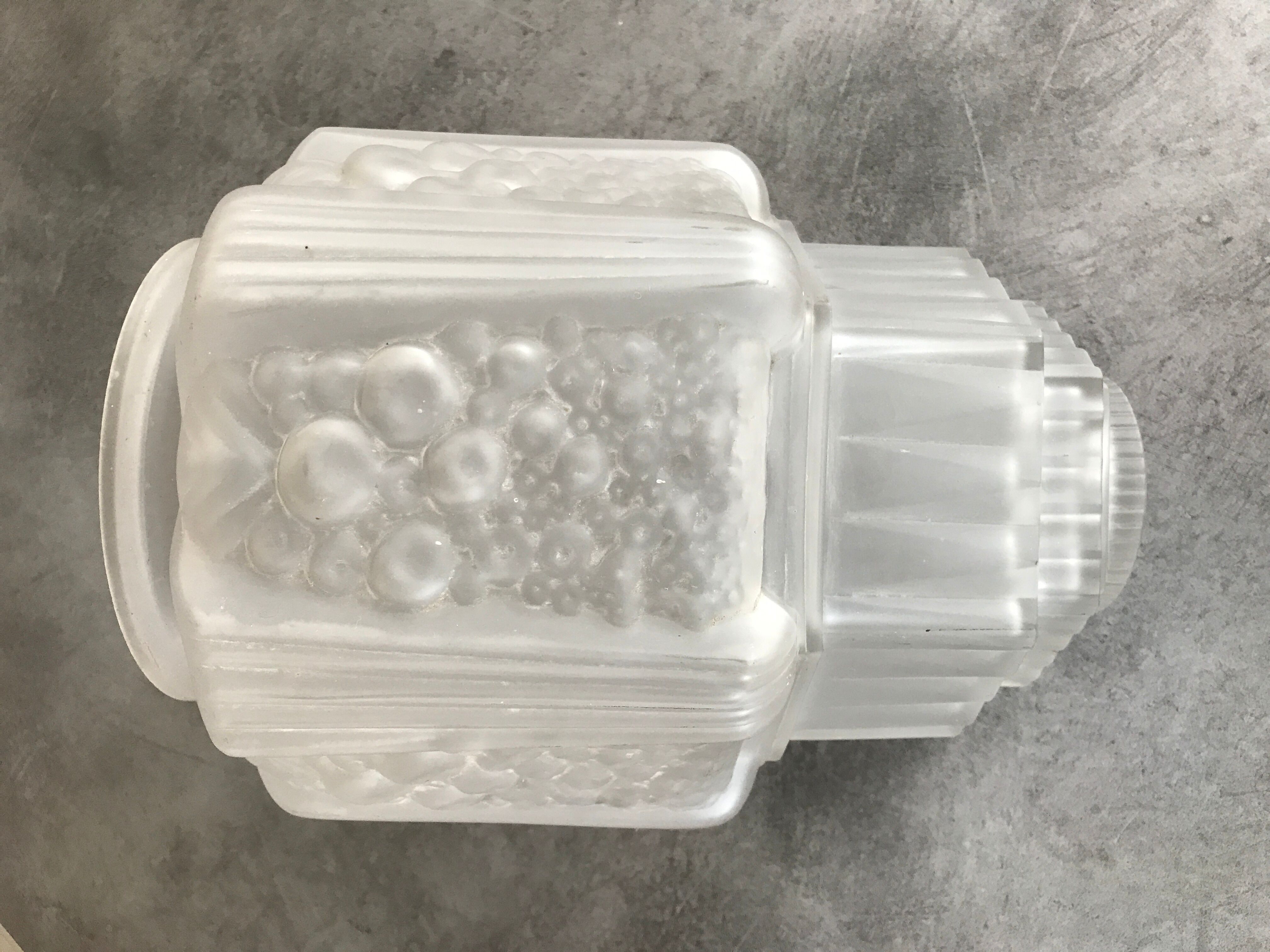 Old frosted glass lampshade suspension ceiling lamp art deco 30 cm