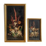 Lot de 2  cadres fleurs séchées avec edelweiss signés