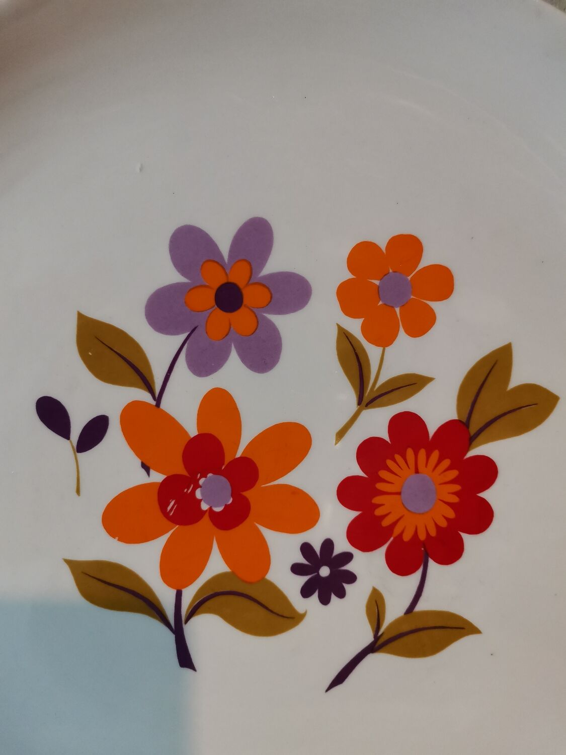 Vintage ear dish silkscreened flower mill of Wolves orchies France