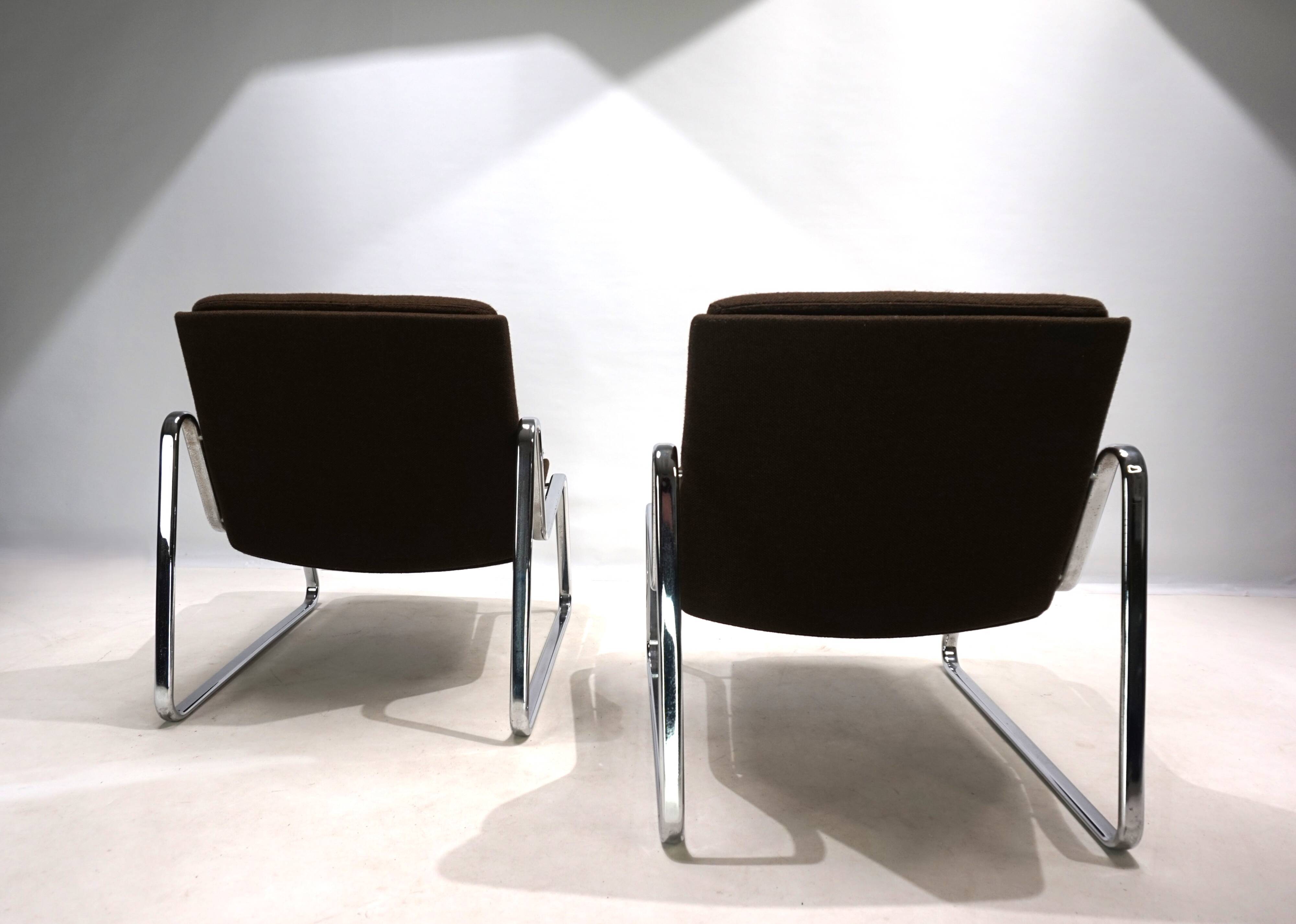 Set of two Drabert chrome lounge chairs by Gerd Lange, 1970