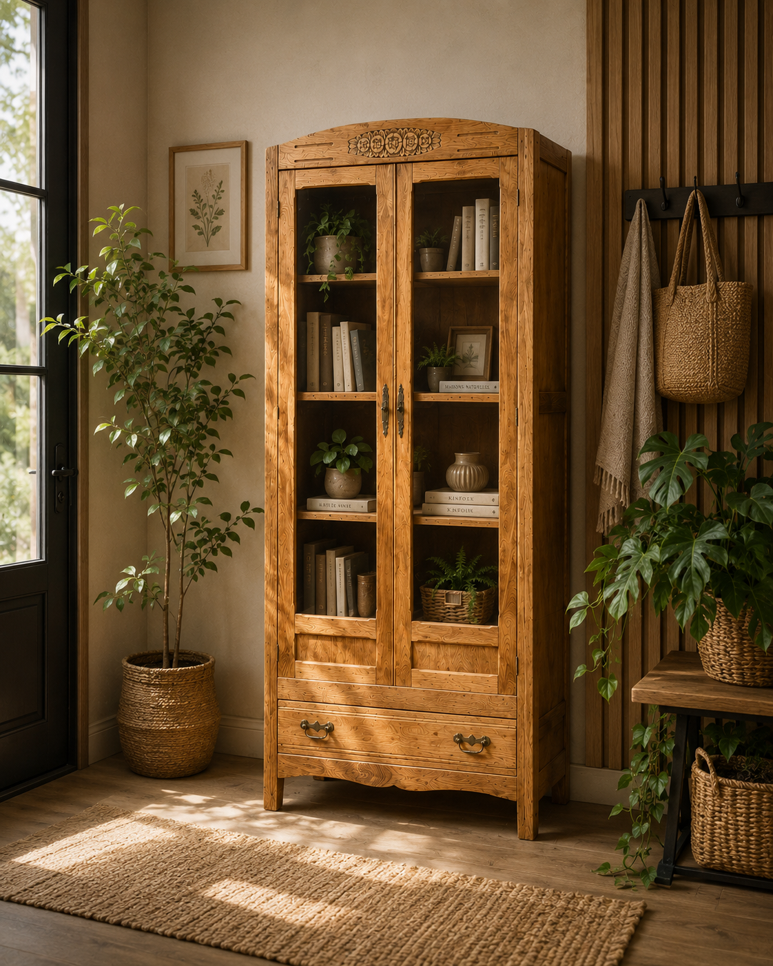 Armoire parisienne vitres biseautées chêne blond art déco 1930