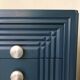 Wooden art deco dreser painted blue