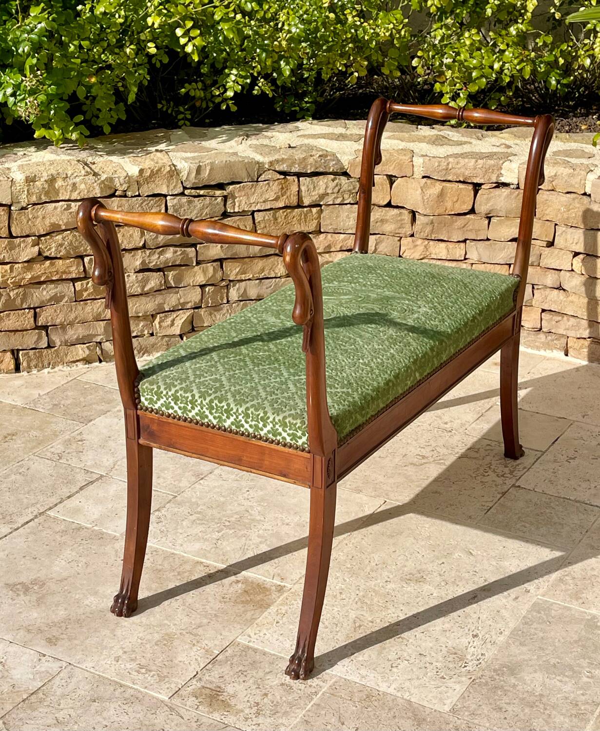 Empire Style Mahogany Swan Neck Bench