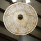 Vintage honey marbled glass pendant light with patinated metal – 1990s