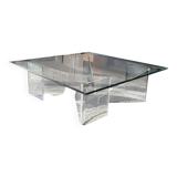 Roche Bobois coffee table. 1980. Plexiglas and glass. 100x100.