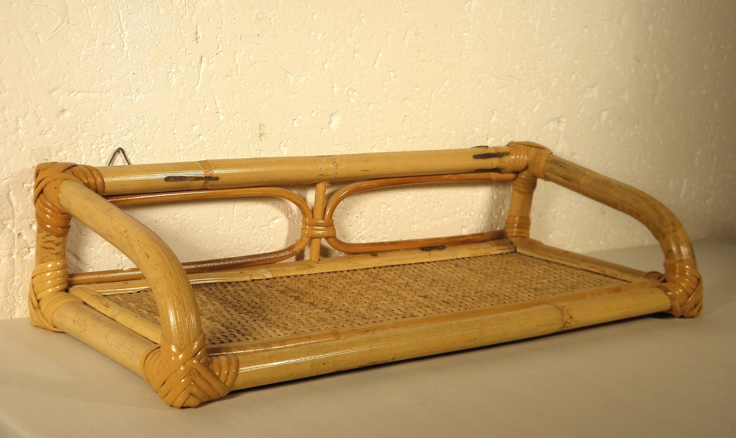 Etagère murale en rotin 45 x 20