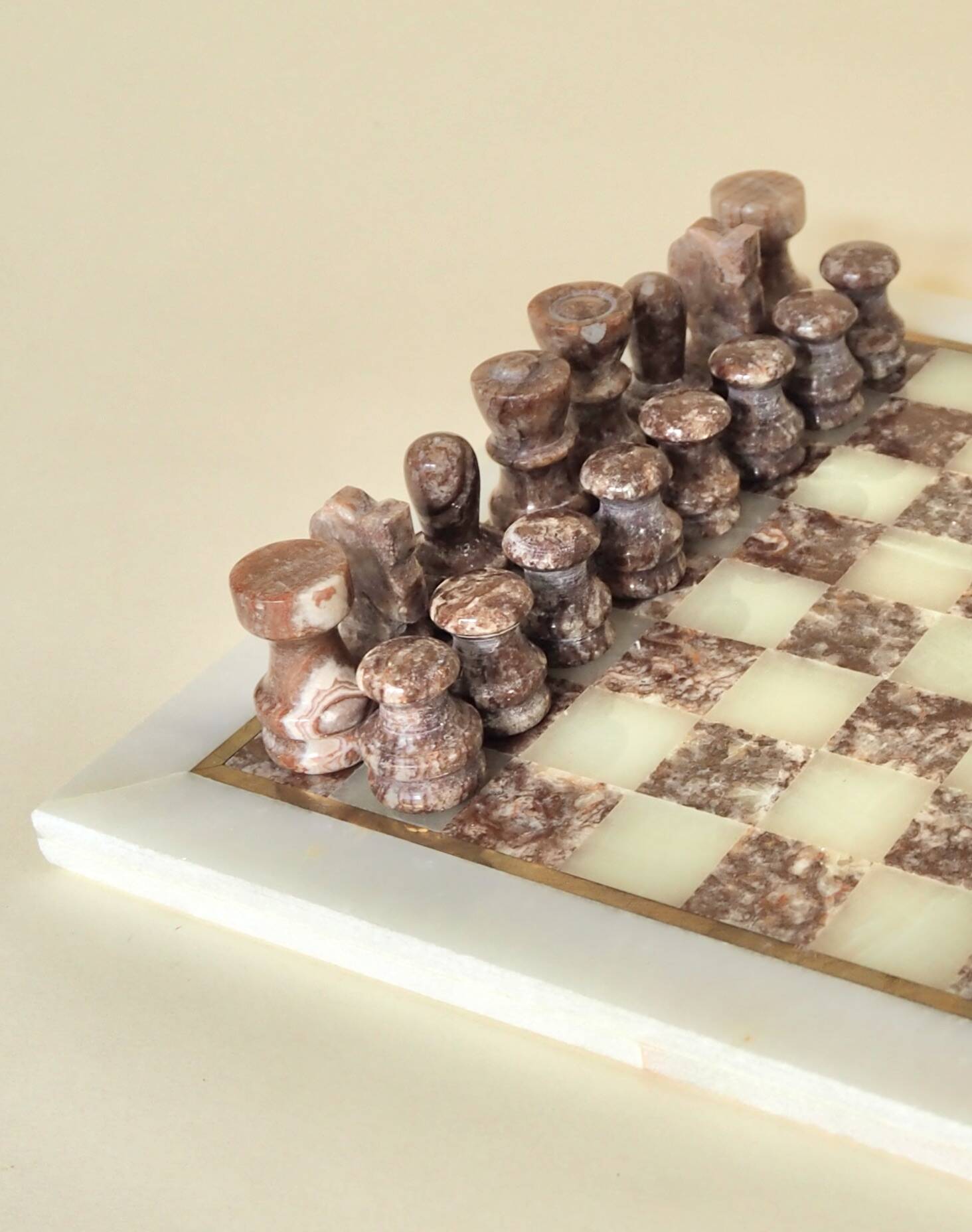 Onyx and marble chess set