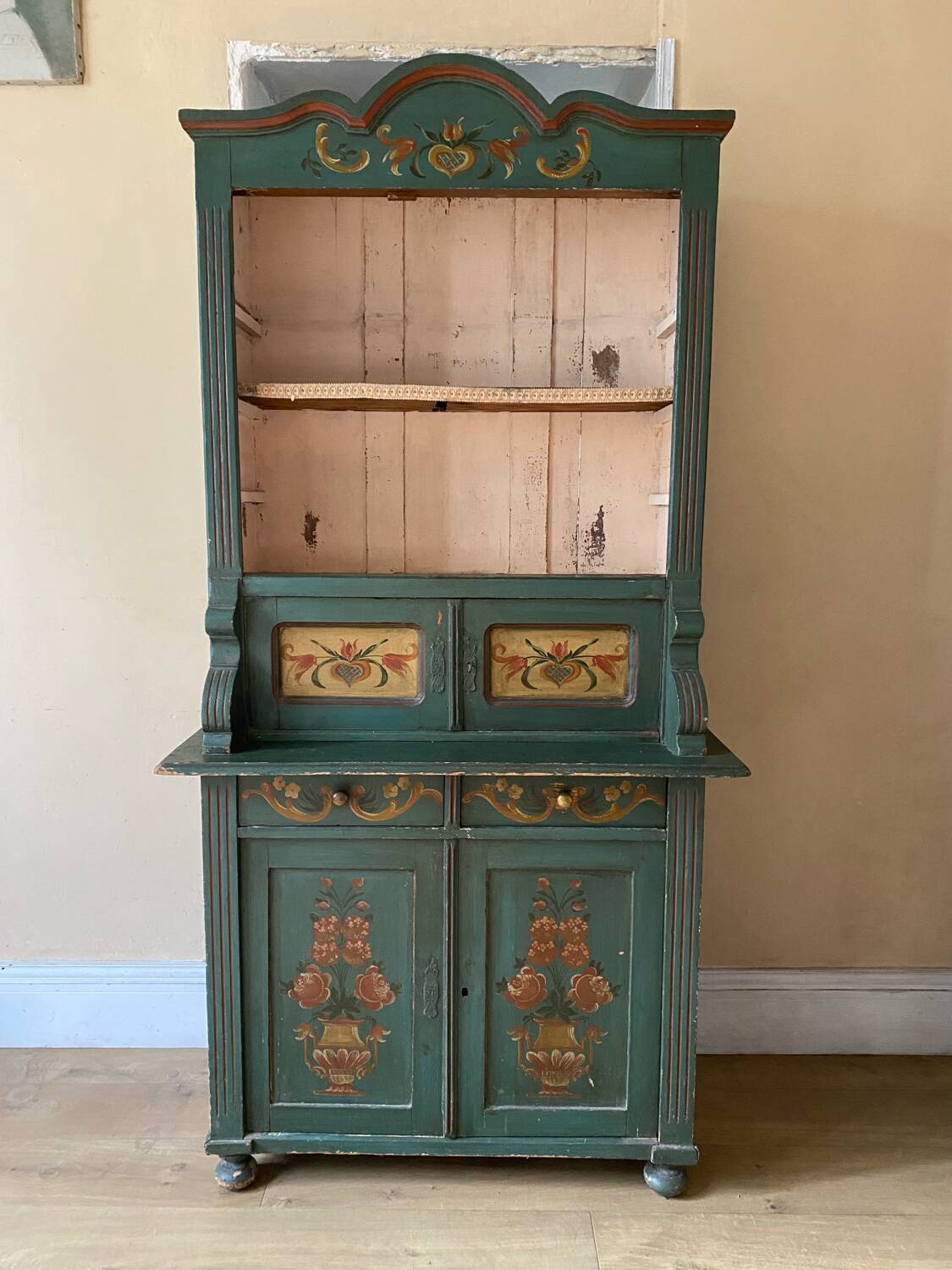 Antique polychrome Alsatian kitchen cupboard