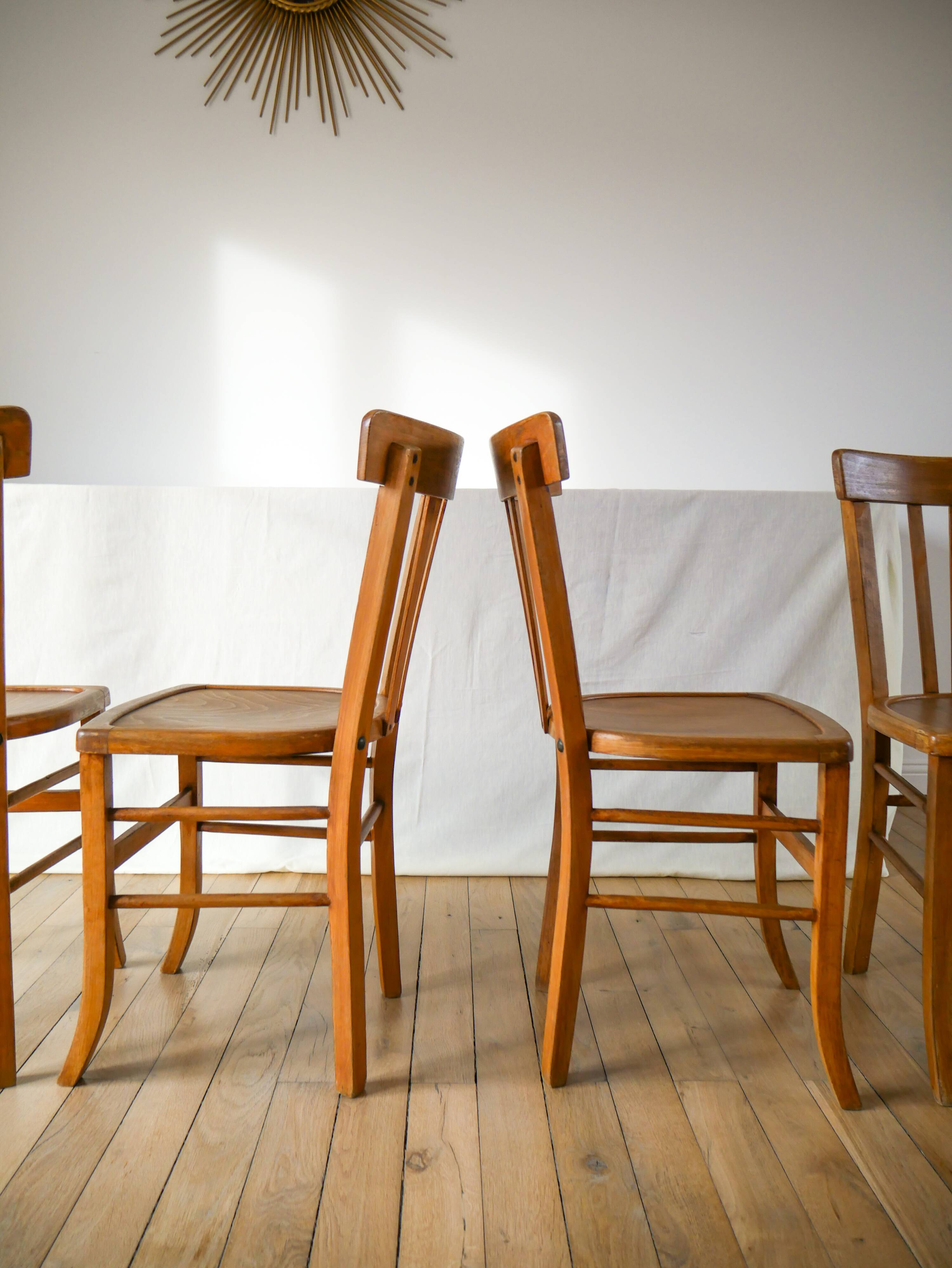 Set of 4 bentwood bistro chairs signed luterma 1950