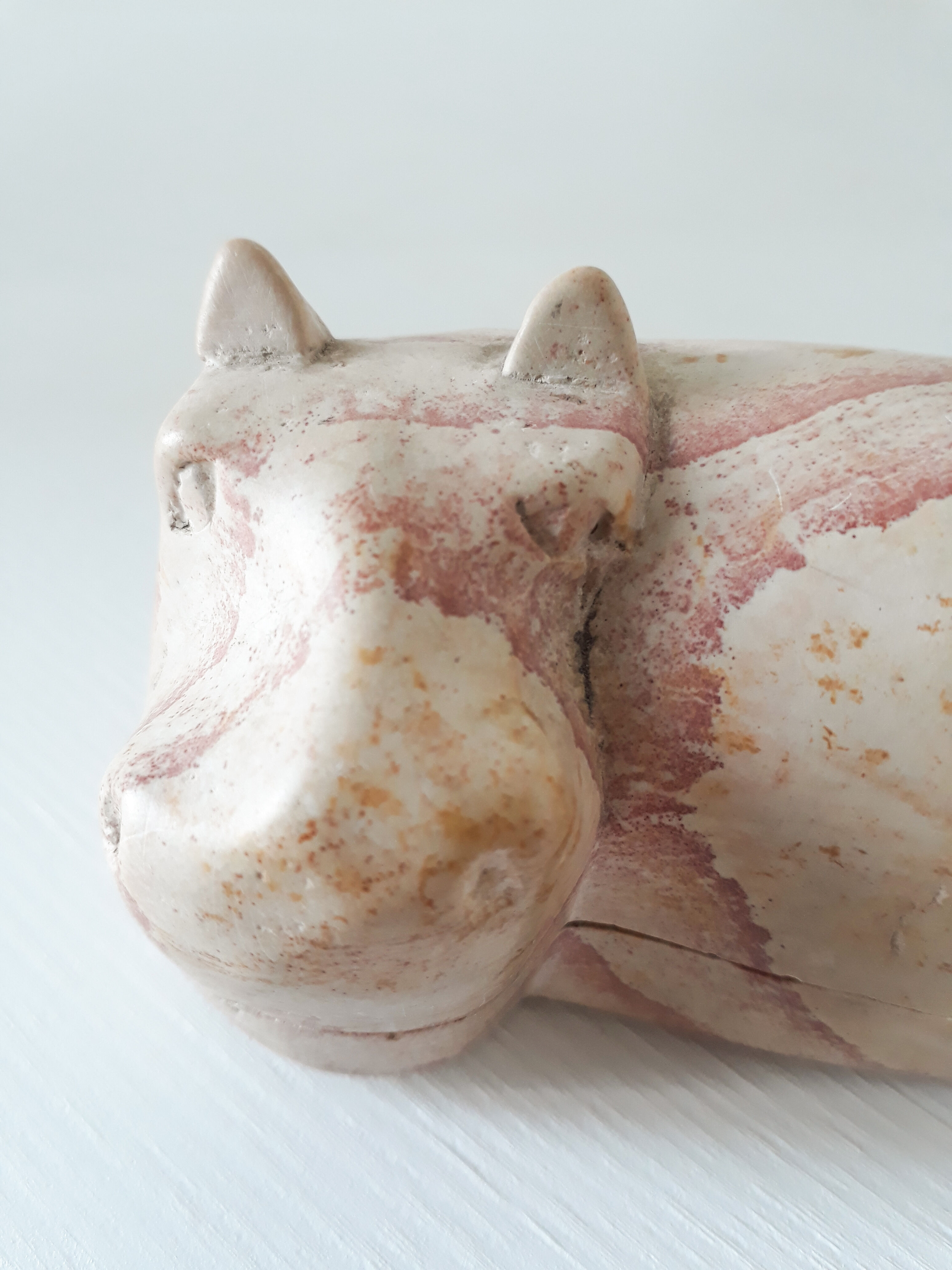 Stone box in the shape of a hippopotamus