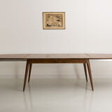 Custom-made solid walnut dining table with 4 extensions, for 6 to 16 people