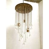 Contemporary cascade of transparent cristals murano glass chandelier