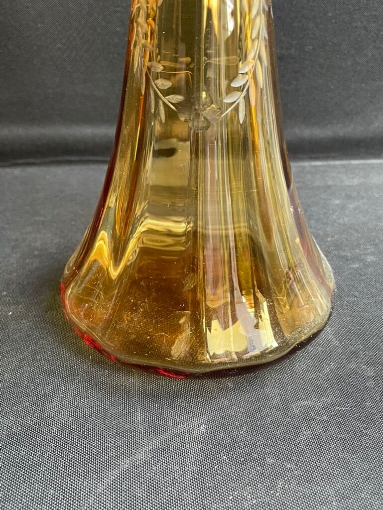 Liquor decanter - amber-cut crystal