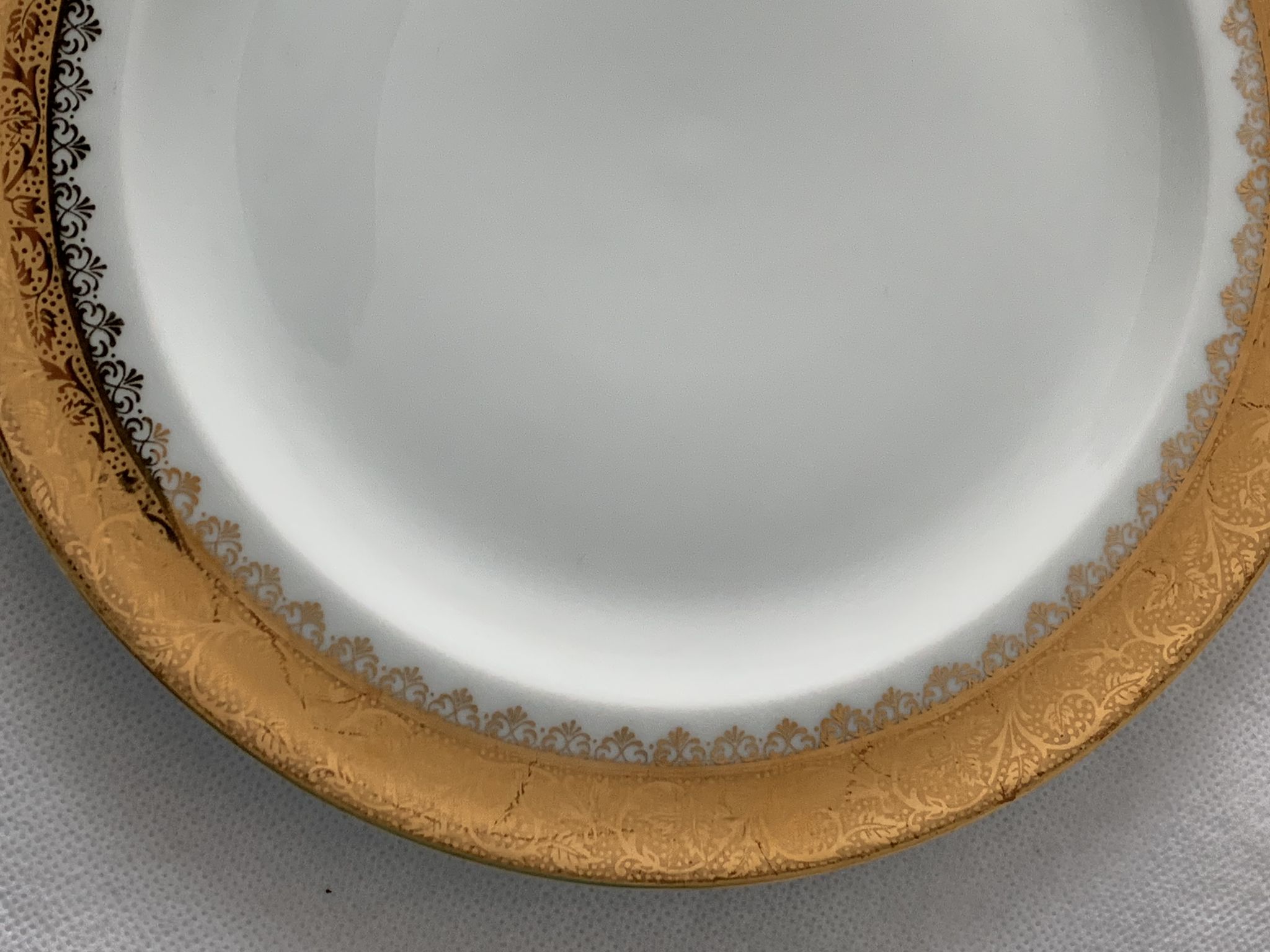 Cake service 6 dessert plates and 2 dishes Georges Boyer porcelain Limoges 1950