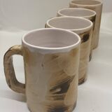 Four enameled ceramic cups Galerie Palissy in Vallauris