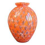 Shimmering orange blown glass vase