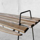 Stool with minimalist wood and metal slats
