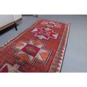 Vintage Turkish Oushak Handmade Wool Cotton Red Runner 87x336