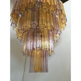 Murano Glass Amber and Violet Tronco Chandelier