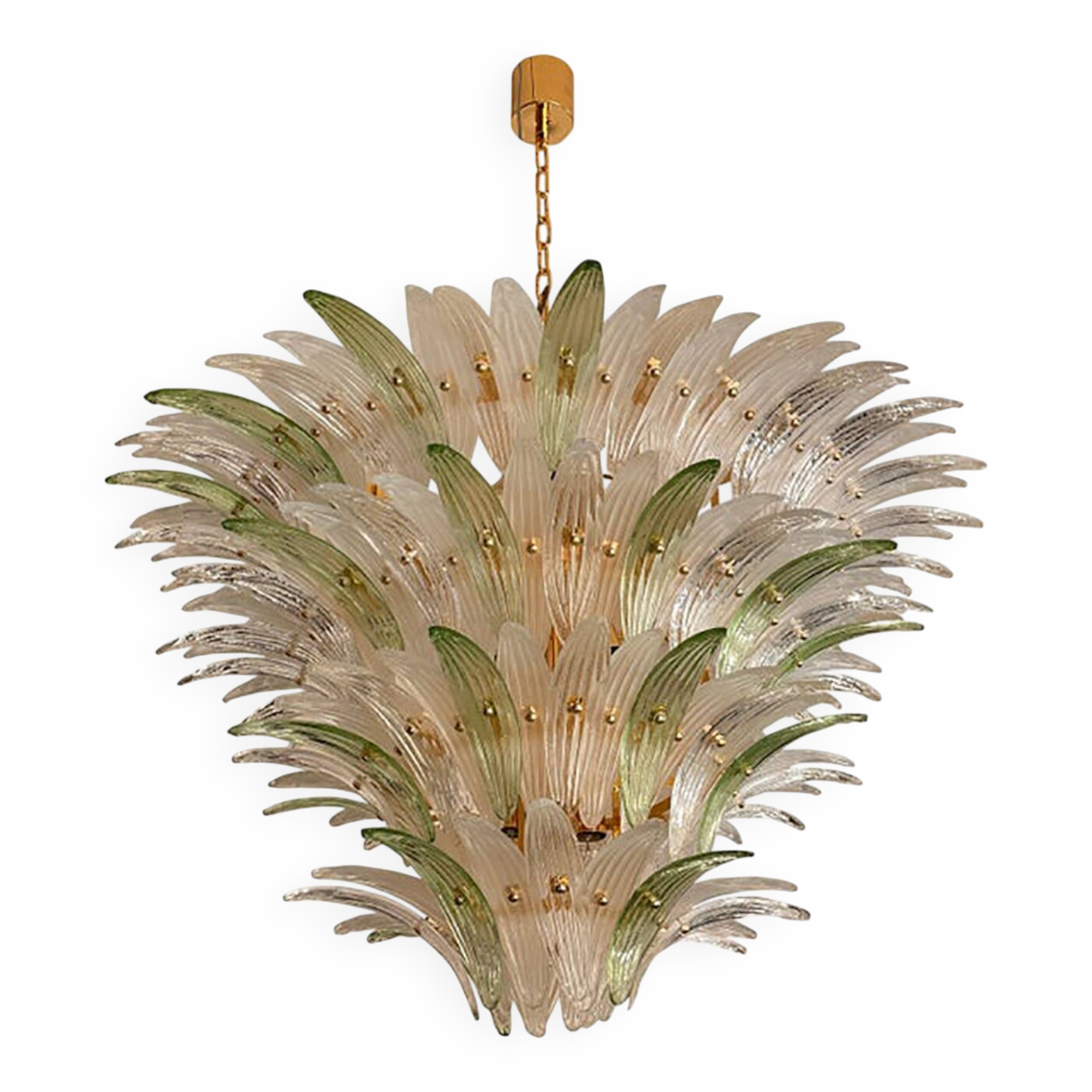 Sputnik Glass Palmetta Chandelier Clear and Green