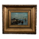Oil on panel marine scene signed 20th century gilt leaf frame