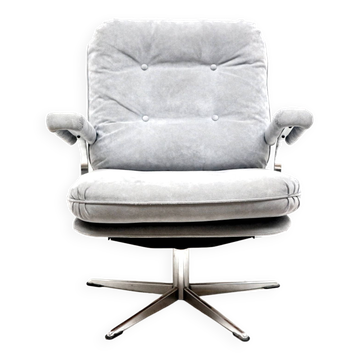 Vintage armchair with gray suede upholstery made in the 1970s