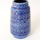 Vintage Scheurich Inka Vase, Blue Ceramic, West Germany