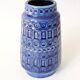 Vintage Scheurich Inka Vase, Blue Ceramic, West Germany