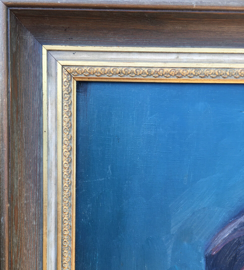 Oil on canvas french man portrait painting, signed by A. Chris, 1962