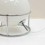 White and chrome globe table lamp, 1970s Italy.