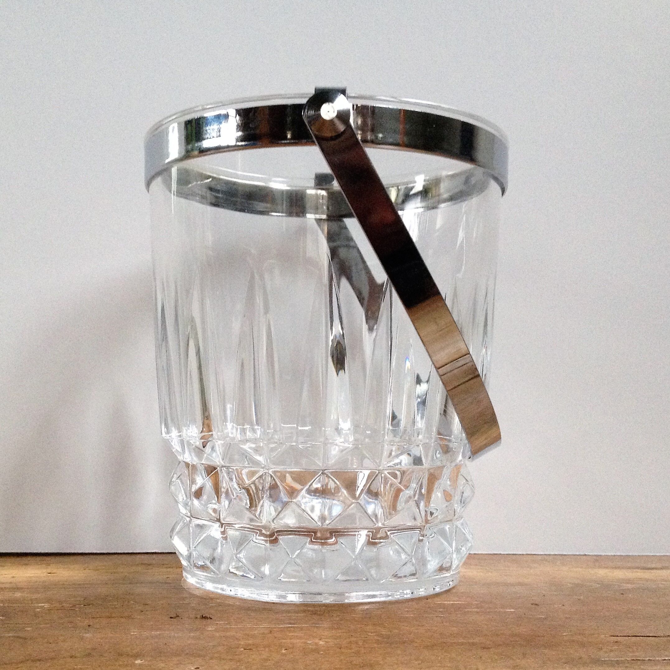 Vintage crystal and chrome ice bucket