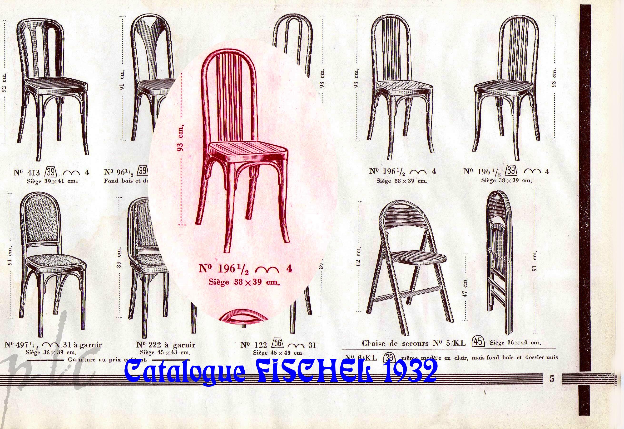 2 Fischel chairs N°196 around 1930 wooden seat- 5 bars