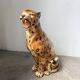 XL Italian ceramic leopard sculpture statue 1970