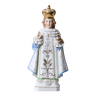 Statue XIXe Jesus de Prague en porcelaine polychrome