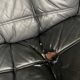 Kashima 2-seater sofa in black leather Michel Ducaroy, 1970