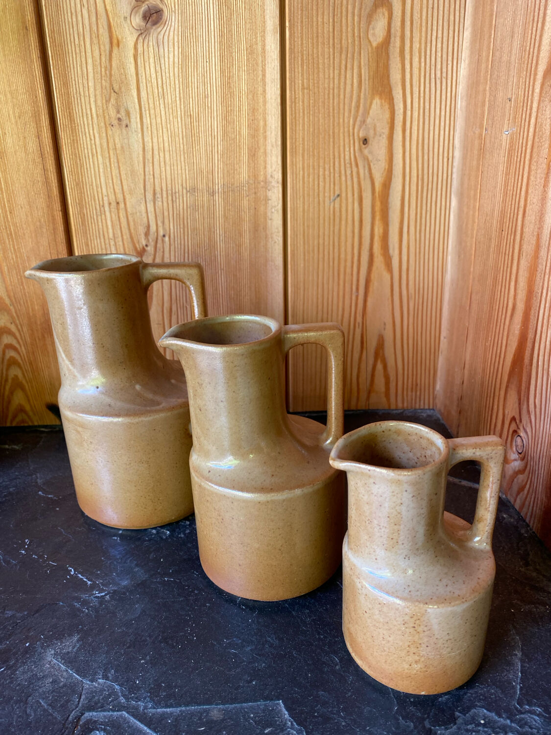 Set of 3 stoneware jugs from Brenne