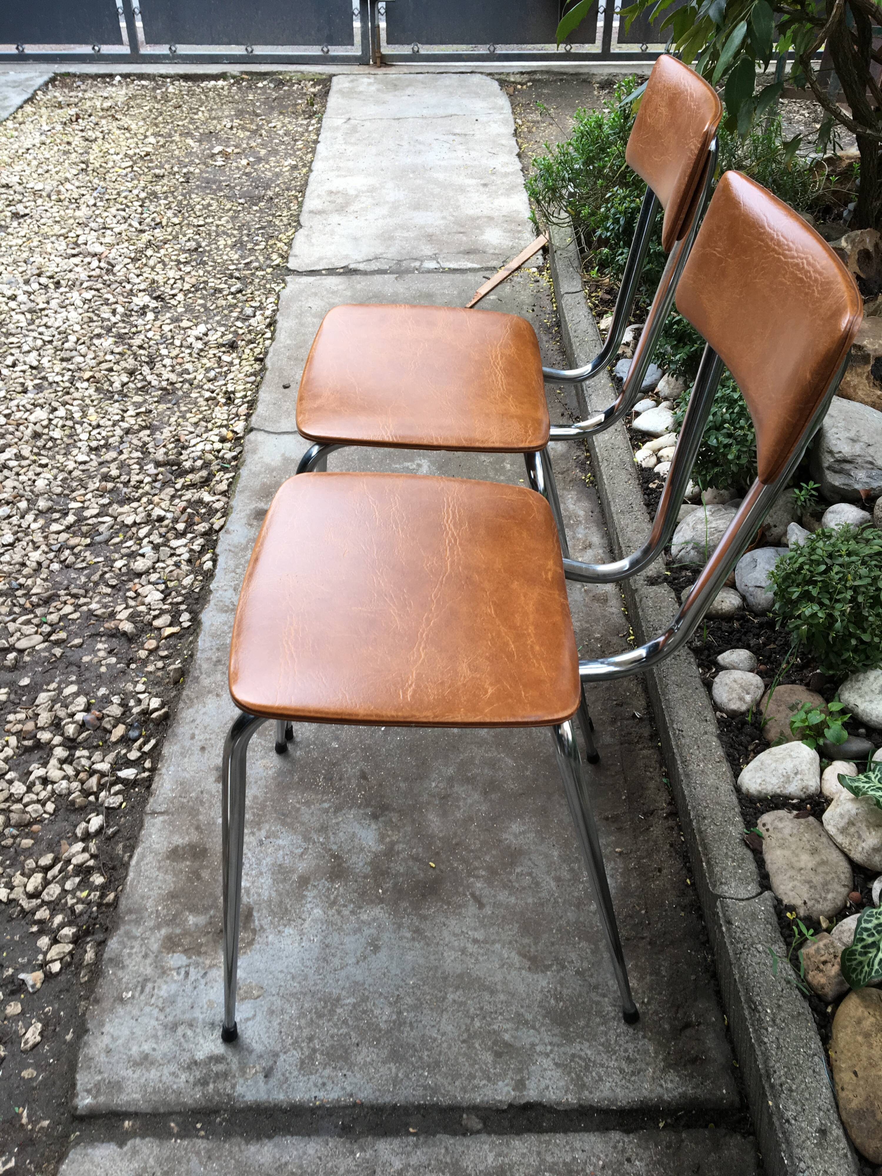 Vintage chrome and leatherette chairs