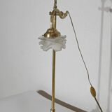 Tulip lamp in glass and bronze, adjustable, art deco 1920