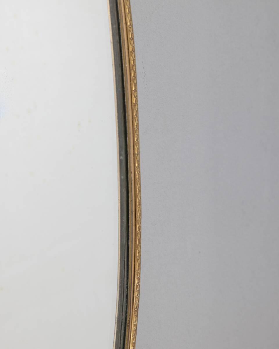 Vintage 1950s wall mirror in golden brass italian design