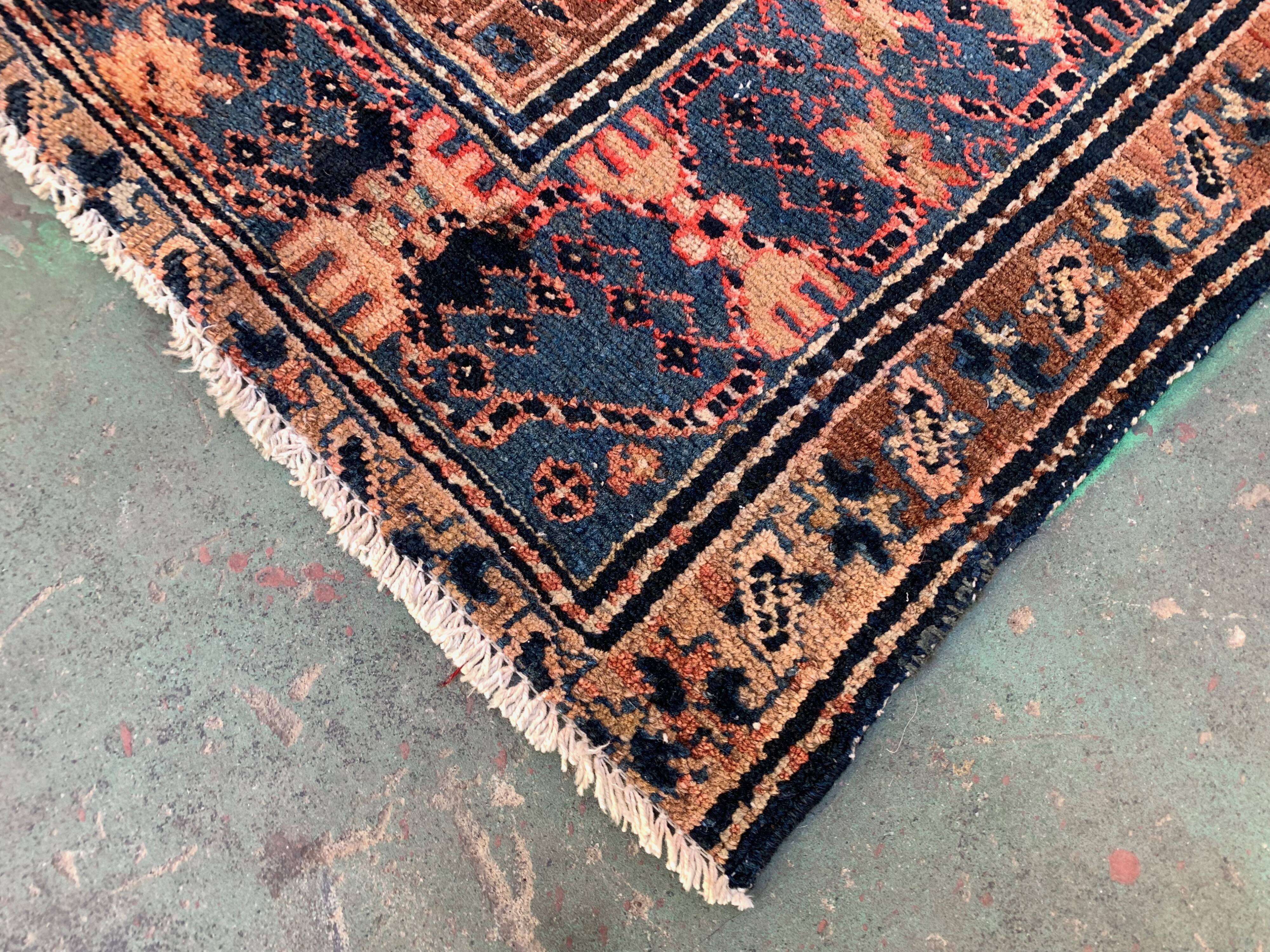 Vintage Karacah Rug 182x114 cm, medium, Tribal oriental Carpet  Red Navy Blue