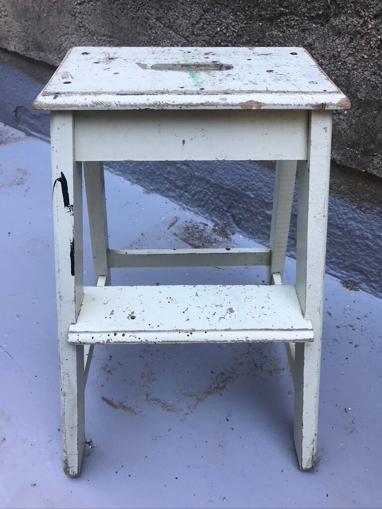 Escabeau marche pied bois vintage
