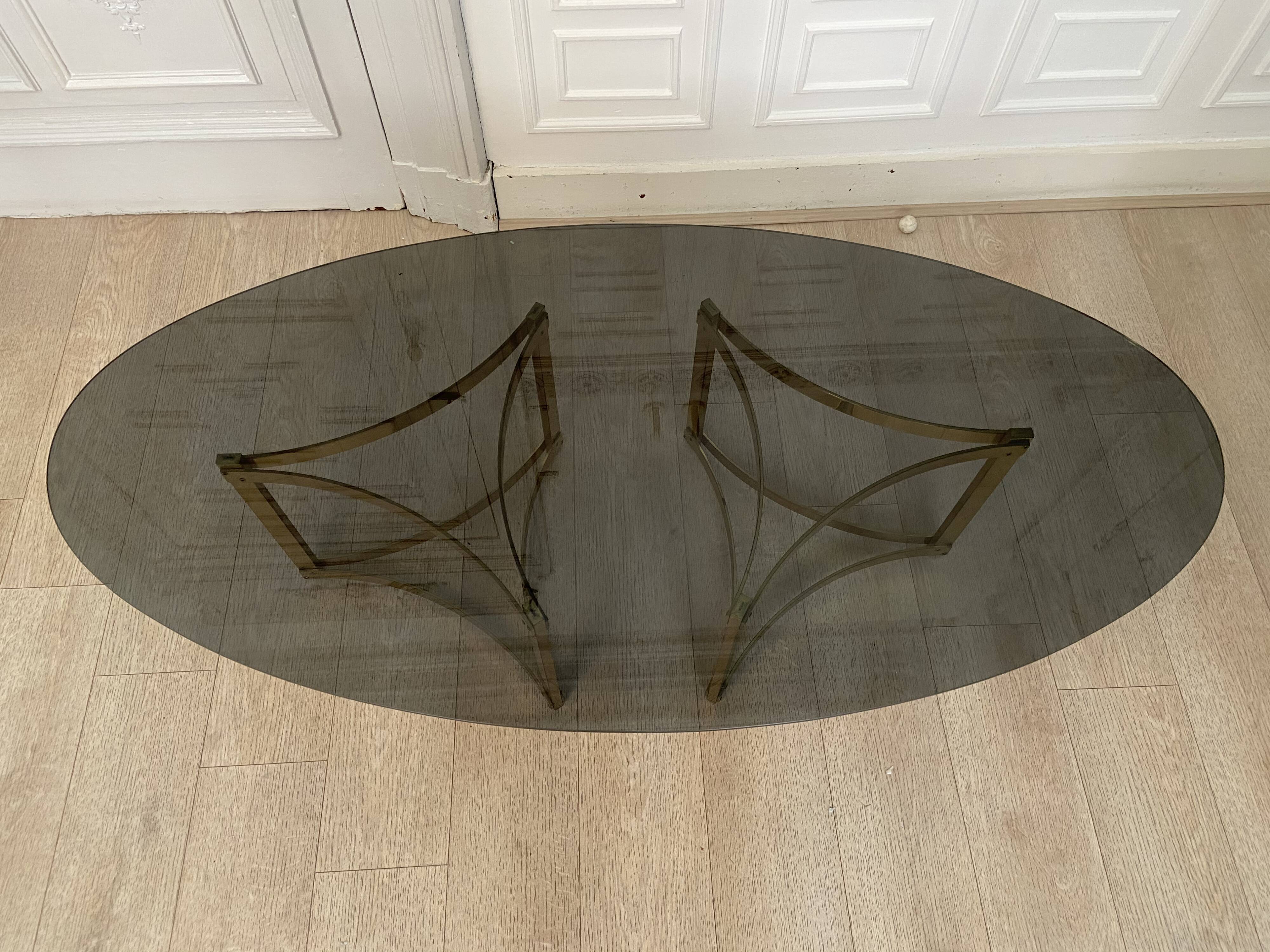 Tables D'appoint MARA Design Italien – Laiton Doré Et Verre Fumé (occasion)