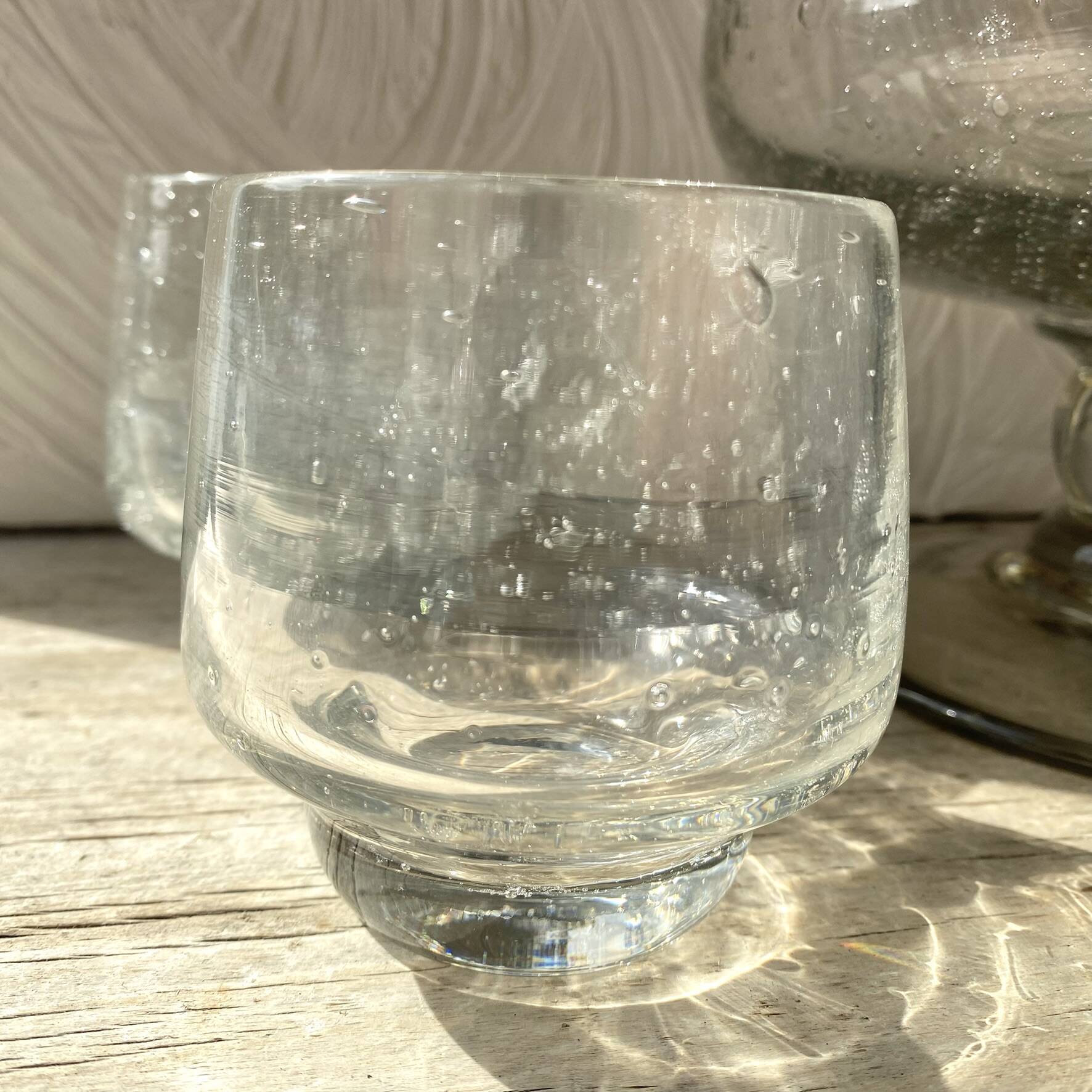 Set punch ou cocktail en verre soufflé bullé , esprit Biot