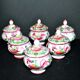 Set of 6 antique earthenware cream pots at the Coq Faïencerie de l'Est