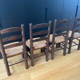 4 chaises paillées Georges Robert