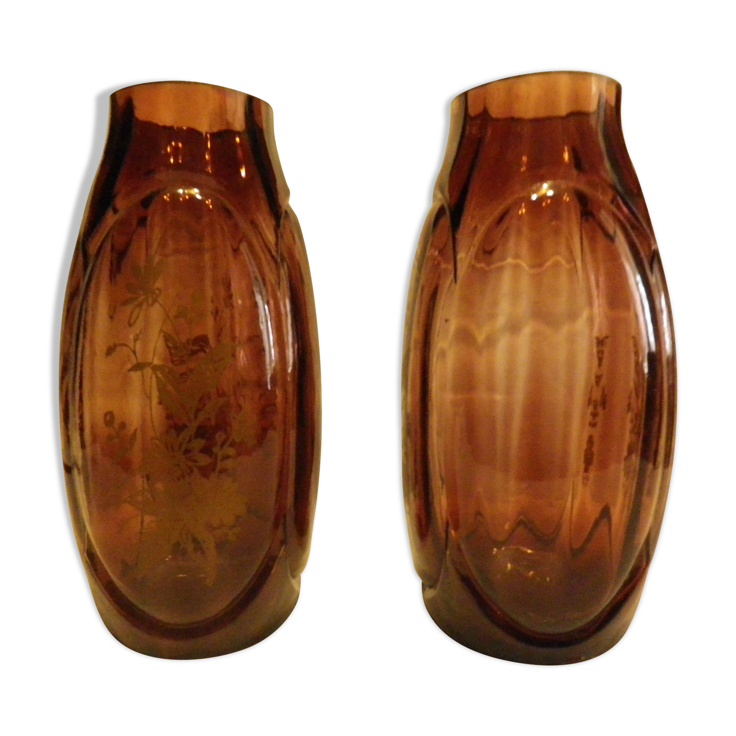 Pair of colored glass vases